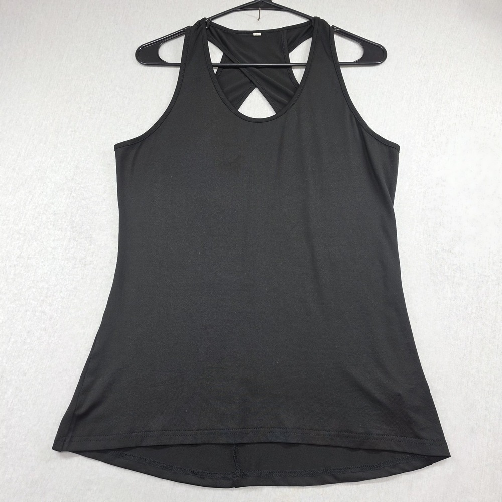 ICTIVE Black Crisscross Strappy Back Athletic Tank Top Size‎ S Activewear Sporty